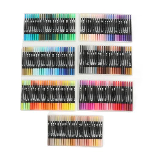 HappyFit 168 Farben Dual Brush Marker Stifte 0,5 mm feine Spitzen Aquarellstifte zum Zeichnen Malen Färben Schreiben von HappyFit