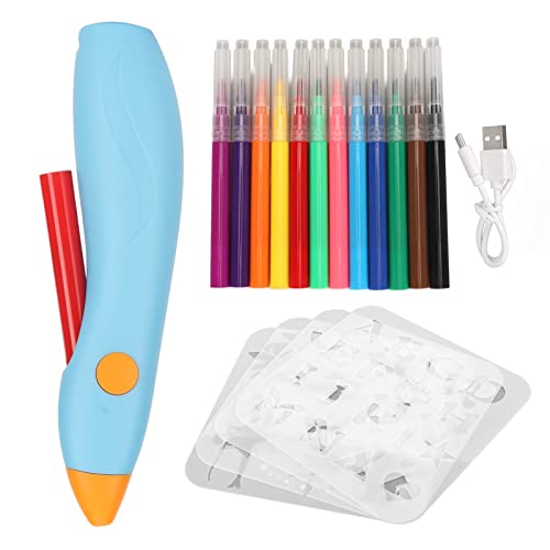 HappyFit Elektrischer Airbrush-Marker, blau, handwaschbar, USB-Aufladung, tragbar, Air-Spary-Marker für Kinder, Malen, Heimwerken von HappyFit