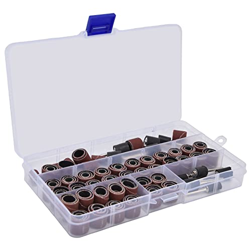 Happyfit 132pcs Schleifen Drum Set 120pcs Schleiferhülsen + 12pcs Morsthäkchen Rotary Tool Zubehör von HappyFit