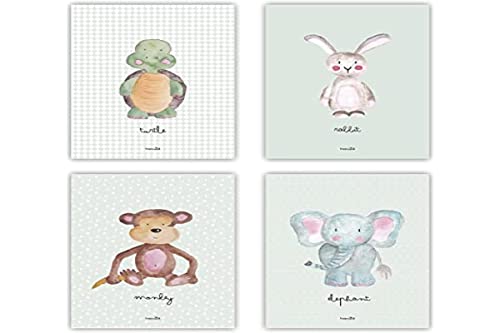 Poster Kinderzimmer Happymots| 4er Set DIN A4 Poster Set | Wandbilder | Kinderzimmer Poster | Deko Bilder Kinderzimmer Mädchen und Jungen | Wandposter Premium von HappyMots