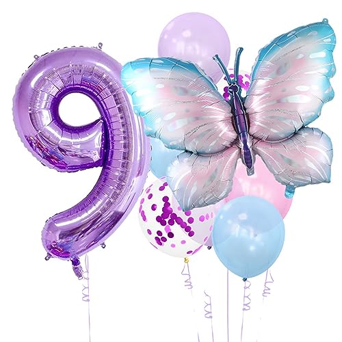 Happyaer Multifunktionales blaues Schmetterlings-Aluminiumfolien-Ballon-Set, perfekt für Party-Dekoration und Geschenkzubehör, Hochzeits-Butterfly-Ballon von Happyaer