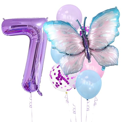 Happyaer Multifunktionales blaues Schmetterlings-Aluminiumfolien-Ballon-Set, perfekt für Party-Dekoration und Geschenkzubehör, Hochzeits-Butterfly-Ballon von Happyaer