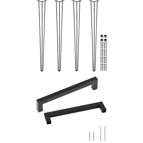 Happybuy VEVOR Tischbeine 4 STK. Haarnadelbeine 66 cm & 30er Set Möbelgriff Edelstahl Stangengriff 140x12x35mm/88x12x35mm von Happybuy