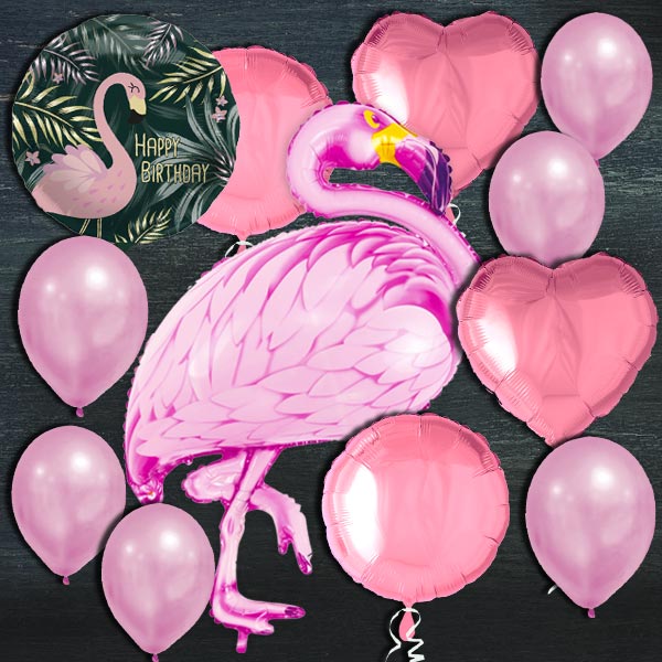 Ballongas-Set, Flamingo, 50er Heliumflasche + Ballons von Geburtstagsfee
