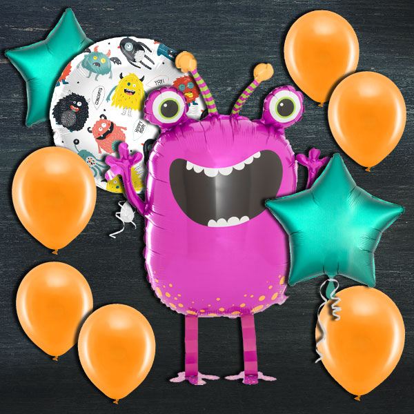 Ballongas-Set, Monster, 50er Heliumflasche + Ballons von Geburtstagsfee