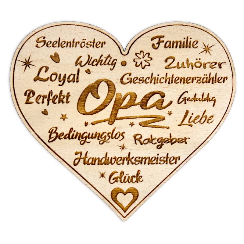 Blumenstecker & Pflanzenstecker als graviertes Holzherz für OPA ohne Stiel von Happygoods GmbH