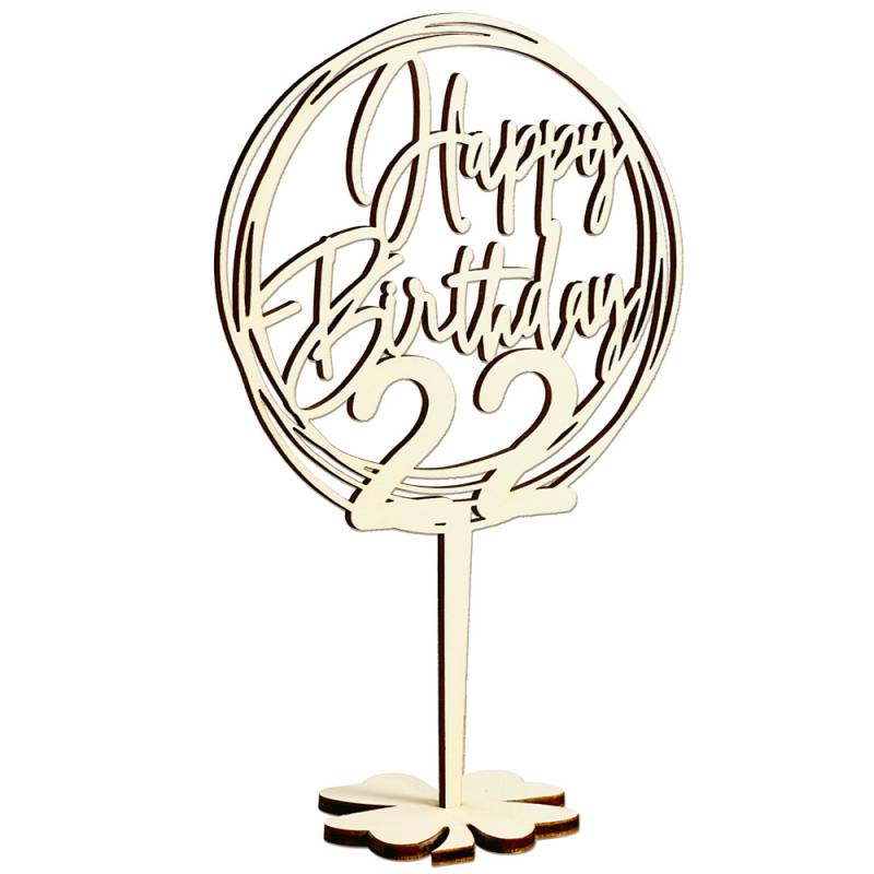 Cake Topper, Geflecht, Holz, 20cm x 12,5cm Geburtstagszahlen: 22 von Happygoods GmbH