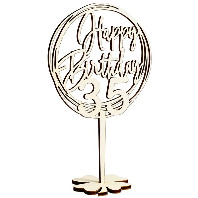 Cake Topper, Geflecht, Holz, 20cm x 12,5cm Geburtstagszahlen: 35 von Happygoods GmbH