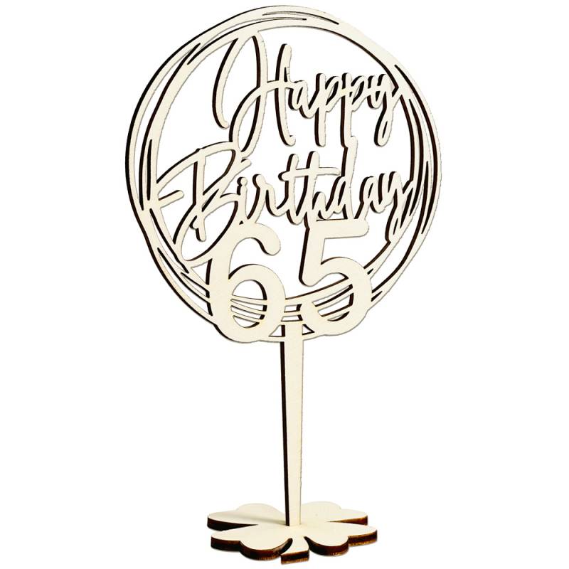 Cake Topper, Geflecht, Holz, 20cm x 12,5cm Geburtstagszahlen: 65 von Happygoods GmbH