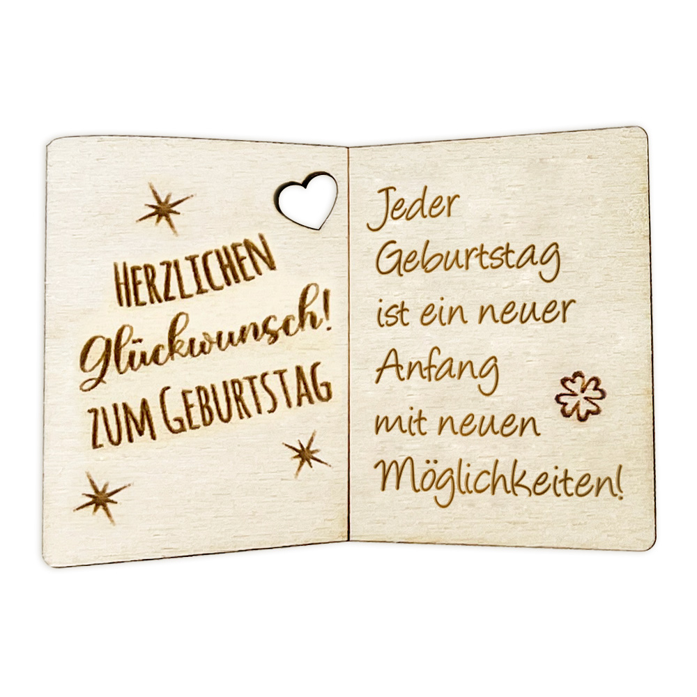 Jeder  Geburtstag ist ein neuer Anfang mit neuen Möglichkeiten! - Geburtstagskarte Holz als Anhänger für Geschenke u. Blumendeko von Happygoods GmbH