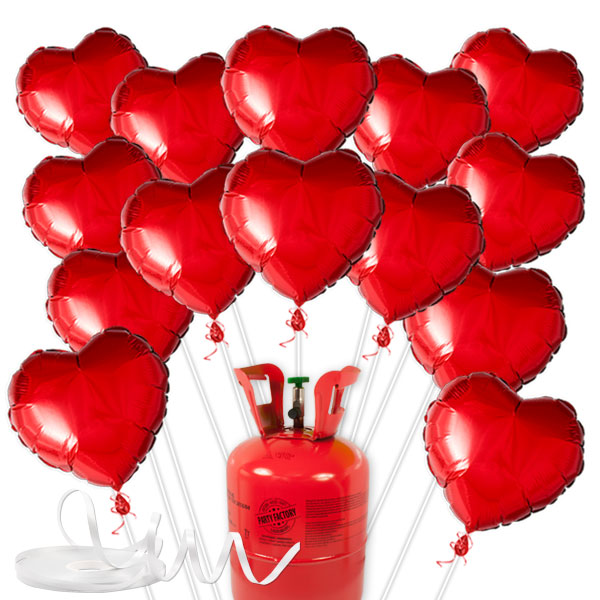 Love Ballongas-Set mit 15 Herzballons von Geburtstagsfee