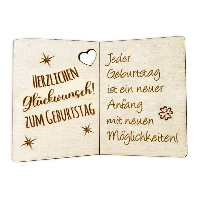 Jeder  Geburtstag ist ein neuer Anfang mit neuen Möglichkeiten! - Geburtstagskarte Holz als Anhänger für Geschenke u. Blumendeko von Happygoods GmbH