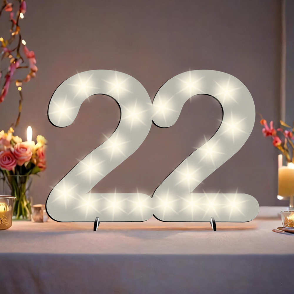 XXL Zahl weiß zum 22. Geburtstag, mit 20 LEDs, 39cm x 29cm von Happygoods GmbH