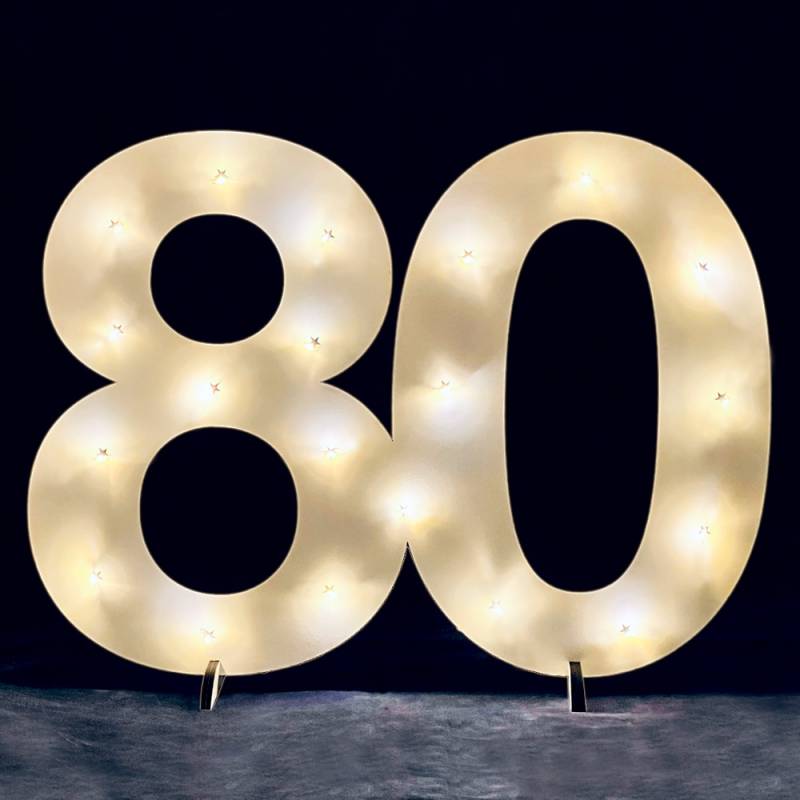 XXL Zahl weiß zum 95. Geburtstag, mit 20 LEDs, ca. 40cm x 30cm von Happygoods GmbH