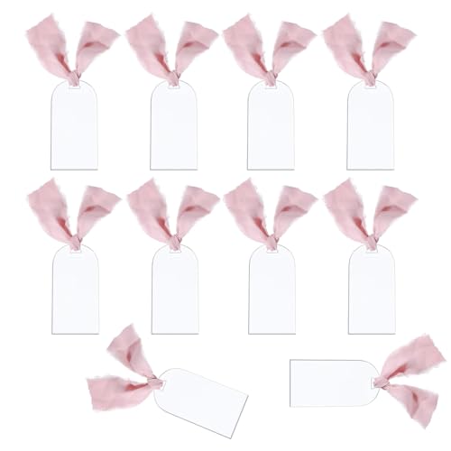 10 transparente Acryl-Tischkarten mit Schleifenband, Geschenkanhänger, Gastnamenkarten, Tischdekoration, zum Basteln, Dekoration für Hochzeit, Dinner-Party, 10 Stück von Happyupcity