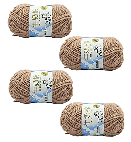 4 Rollen 50 g/Rolle Häkelmischung Milch Baumwollgarn Einfarbig Strickwolle Hand Spinning Faser Wollgarn Häkelgarn für Handwerk Häkeln Stricken von Happyupcity