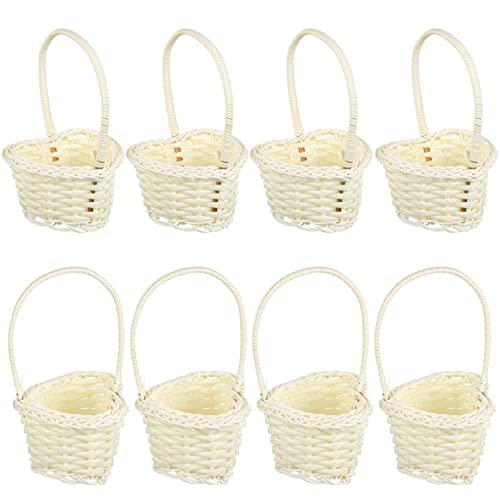 Happyyami 10 Stück Geflochtene Mini-Körbe Blumenmädchen-Korb mit Griff Kleines Herz Kunststoffkorb Rattan-Blumenkorb mit Griff Hochzeiten (9. 00 X 8. 00 X 14. 00 von Happyyami