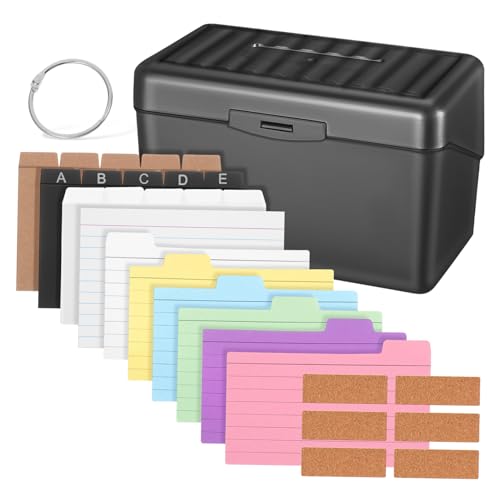 Happyyami 1Satz Kartendateibox Mit Ringen Mehrfarbige Karteikarten Studieren Doppelseitig Beschreibbar Aufbewahrungsbox Für Schule Und Büro Hohe Kapazität Für Notizen Happyyami 1Satz Kartendateibox Mit Ringen Mehrfarbige Karteikarten Studieren Doppelseitig Beschreibbar Aufbewahrungsbox Für Schule Und Büro Hohe Kapazität Für Notizen von Happyyami