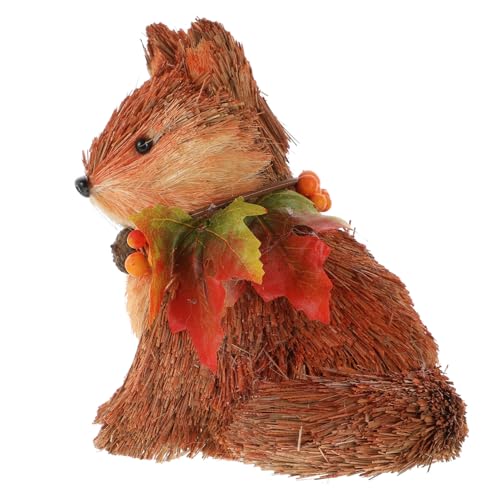 Happyyami 1Stk Kapuziner-Eichhörnchen-Ornament Gartentier Figuren Sammlung Wildfuchsfigur Fuchs für Nutztiere Mini Holzfigur Dekoration Holzstatue Skulptur Tiermodell hölzern von Happyyami