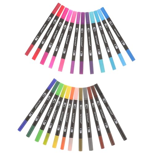 Happyyami 24 Stück Doppelseitige Marker Weiße Stoffmalstifte Metallic Marker Zeichnen Erwachsene Pinselspitze Malstift Kalligraphie Stoffmalstift Feine Spitze Farbmarker Happyyami 24 Stück Doppelseitige Marker Weiße Stoffmalstifte Metallic Marker Zeichnen Erwachsene Pinselspitze Malstift Kalligraphie Stoffmalstift Feine Spitze Farbmarker von Happyyami