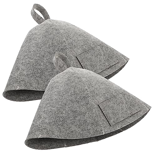 Happyyami 2St Duschhaube swim cap women Saunahut er-Set im Freien Saunahut für Damen aus Wolle Haarhaube badewannen zubehör atmungsaktiver Saunahut wärmeisolierender Saunahut gefühlt Grey von Happyyami