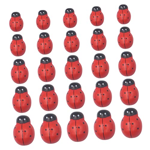 Happyyami 4 Sätze Dekoration Gartenfigur Gartendekoration Ladybug Holzfiguren Für Blumentöpfe Miniatur Mädchenspielzeug Marienkäfer-Dekorationen Aus Holz Damenkäfer Rot 200 Stück * 4 von Happyyami