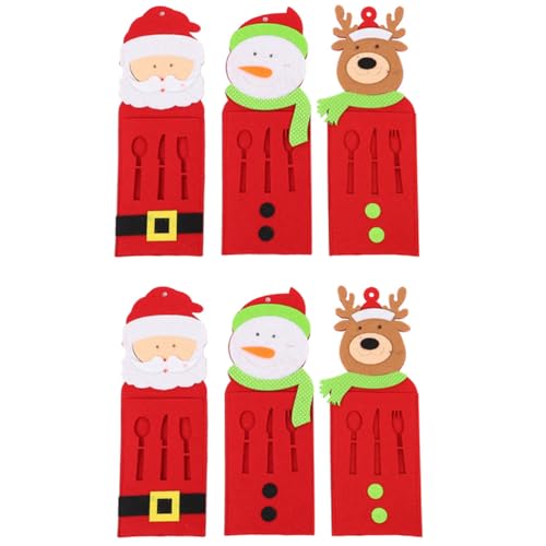 Happyyami 6 Stück Weihnachtsbesteckhalter Weihnachtsmann Elch Schneemann Geschirrhalter Taschen Weihnachtsutensilienhalter Taschen Weihnachtsbesteckhalter Für Feiertage von Happyyami