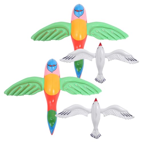 Happyyami Aufblasbare Möwen-Dekorationen 4 Stück Jumbo-Fliegen-Möwen-Strandhintergrund Aufblasbarer Tropischer Tier-Vogel-Schwimmer Für Hawaiianische von Happyyami