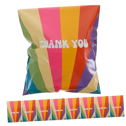 Happyyami Regenbogen Dankeschön Versandtaschen Wasserfeste Poly Mailer Dicke Versandumschläge Für Bekleidung Dekorative Verpackungstaschen von Happyyami