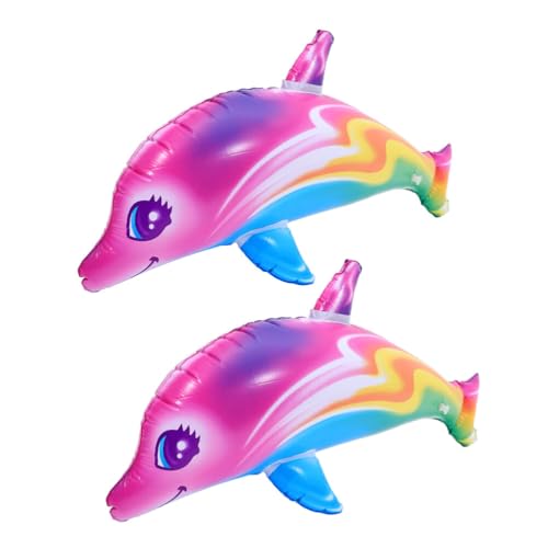 Happyyami Regenbogen-Delphin Aufblasbar: 2 Stück Aufblasbares Hai-Pool-Spielzeug Aus Pvc Großes Schwimmendes Hai-Spielzeug Für Den Strand Aufblasbare Tiere -Spielzeug Für von Happyyami
