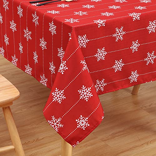 Hapterouse Tischdecke Weihnachten Tischdecke Abwaschbar Rechteckige Weihnachtstischdecken Rote Extra Groß Tischdecke Wasserfeste Tischdecke für Home Restaurant Party,138x275cm von Hapterouse