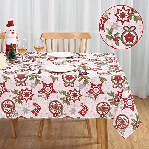 Hapterouse Tischdecke Weihnachten Tischdecke Weiße Tischdecke Abwaschbar Rechteckige Weihnachtstischdecken Wasserfeste Tischdecke für Home Restaurant Party,132x275cm von Hapterouse