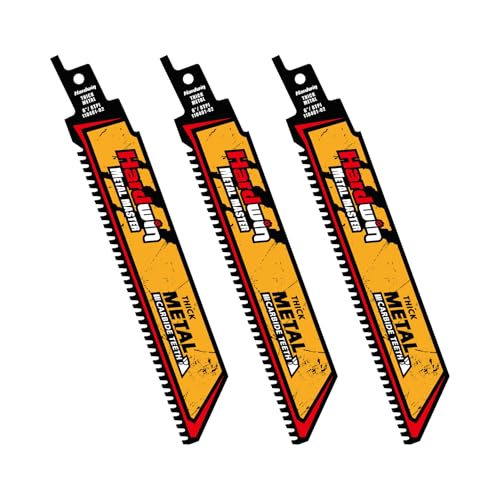 Hardwin Säbelsägeblätter, 6 Zoll, 8 Zähne pro Zoll (TPI) - Schnellschnitt von Hartmetallen, Universal-Schaft mit 1/2 Zoll, 3-teiliges Set von Hardwin