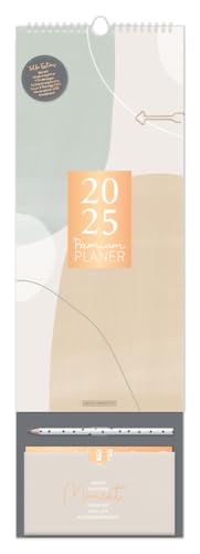 Premium Planer für Zwei 2025 - Paarplaner - Grafik Werkstatt - Monatskalender mit 3 Spalten zum Eintragen, Stickerbogen und Notizblock - 20 cm x 61 cm - Küchenkalender von Harenberg