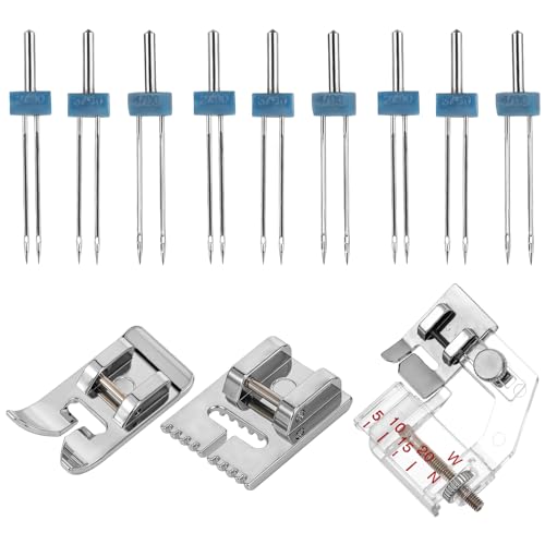 22 Stück Hosen Enger Machen Clip 9 Stück Nähmaschinen Zwillingsnadel, Zwillingsnadel Jersey, 3 Größen 2/90, 3/90, 4/90 Jersey Nadeln, Zwillingsnadel Stretch, Nähmaschinennadeln von Hariendny