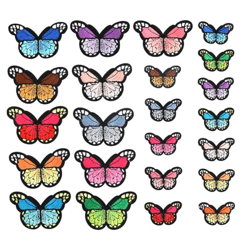 23 Stück Bügelflicken, Schmetterling Bestickte Patches, Patches zum Aufbügeln, Flicken zum Aufbügeln, Reparatur Patches für Erwachsene und Kinder für Jeans, Tops, Jacken, Schultaschen von Hariendny