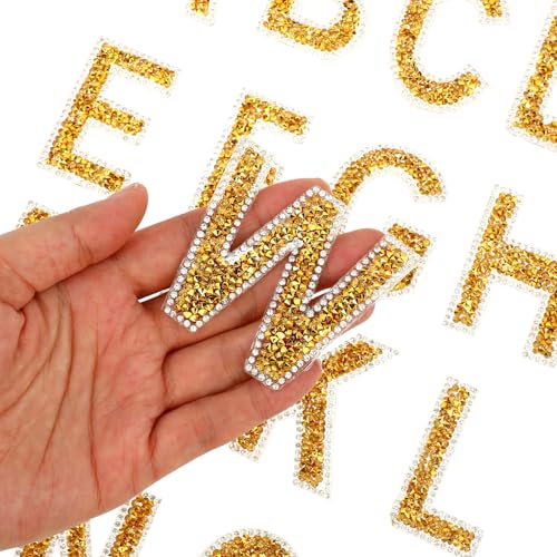 26 Stück A-Z Strass Buchstaben Patche Strass Aufnäher zum Aufbügeln Bling Strass Patch Selbstklebend Strass Kleidung Patches für DIY Hut Schuh Rucksack Jacke Jeans von Hariendny