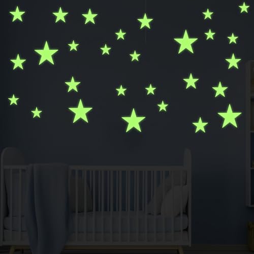 27 Stück Leuchtsterne Kinderzimmer Leuchtsterne Selbstklebend Wandtattoo Mädchen Jungen Hohle Sterne Wandtattoo für Kinderzimmer Schlafzimmer Wohnzimmer Fluoreszierender Sternenhimmel von Hariendny