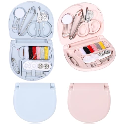 4 Stück Nähset, Mini Reise Nähset, Tragbares Nähset Klein Faltbarem, Nadel und Faden Set, Premium Nähzubehör Sewing Kit, Praktisches Nähzeug Inklusive Nadeln Nähgarn Schere Knöpfe für DIY und Zuhause von Hariendny