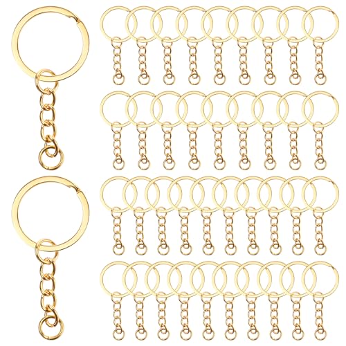 40 Stück Schlüsselring mit Kette Gold Schlüsselringe mit Spaltringe für DIY-Schmuckzubehör Schlüssel Kleine Puppe von Hariendny