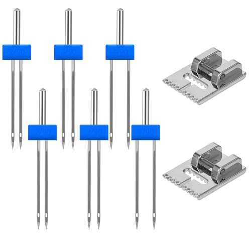 6 Stück Nähmaschinen Zwillingsnadel, Zwillingsnadel Jersey, 3 Größen 2/90, 3/90, 4/90 Jersey Nadeln, Zwillingsnadel Stretch, Nähmaschinennadeln von Hariendny