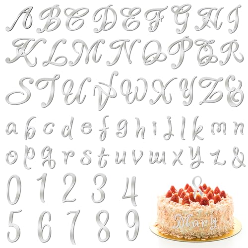 Acryl Alphabet Nummer Kuchen Deko Silber, 91 Stück 0-9 und A-Z Verspiegeltes Kuchenaufsatz für Geburtstagskuchen Jubiläum Party von Hariendny