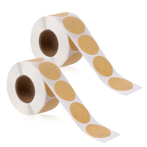 Kraftpapier Rolle Etiketten, 1000 Stück Braune Kraft Aufkleber, 2,5 cm Rund Punkt Etiketten, Selbstklebende Kraft Punkt Aufkleber für Büro, Geschäft, Zuhause, Klassenzimmer, Markierung von Hariendny