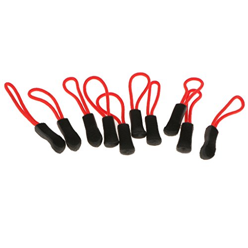 10 / Set Zip Slider Hanger Ersatz Reißverschluss Pull Cord Fastener 3 Farben, Rot von Harilla