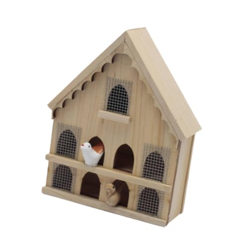 Harilla 1/12 Puppenhaus Holz Vogelhaus Miniatur Landschaft Outdoor DIY Modell Ornament Mikro Landschaft Mini Vögel Haus Modell von Harilla