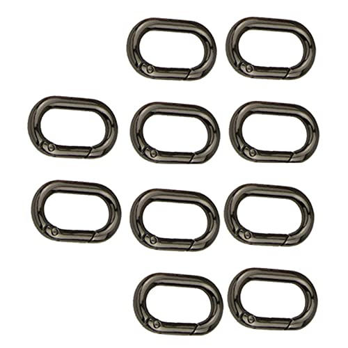 Harilla 10 Stück Frühling Oval Ringe Karabiner 25mm Oval Ring Metall DIY Feder Schlüsselanhänger Schnalle Karabinerhaken für die, Schwarz von Harilla