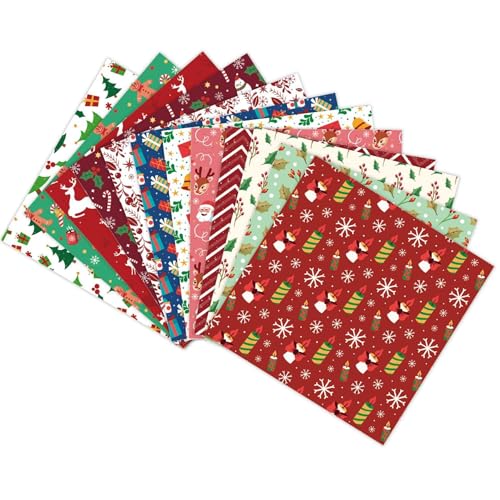 Harilla 12 Stück Weihnachtsgeschenkpapier, Kartenherstellungszubehör, Weihnachts-Scrapbooking-Zubehör, einseitiges Musterpapier für die Weihnachtsfeier von Harilla