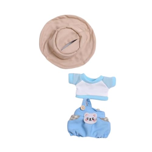 Harilla 15cm 17cm Plüsch Puppenkleidung,Puppen Overall Set,Plüsch Puppenzubehör,Anziehsachen,Kostüme Kuscheltiere Kleidung Stylisch, Blaues Set mit Hut von Harilla