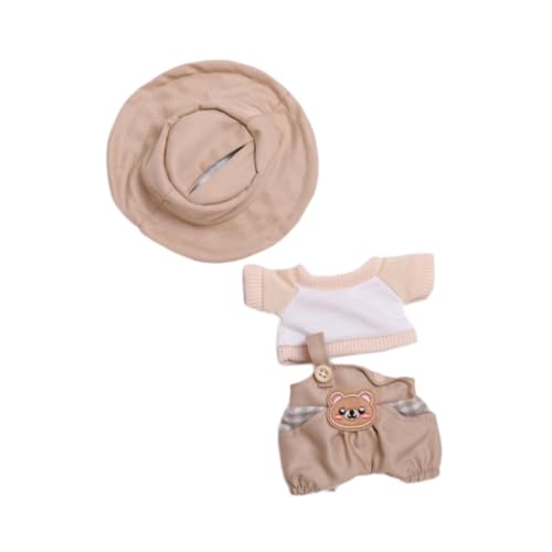 Harilla 15cm 17cm Plüsch Puppenkleidung,Puppen Overall Set,Plüsch Puppenzubehör,Anziehsachen,Kostüme Kuscheltiere Kleidung Stylisch, Khaki Set mit Hut von Harilla