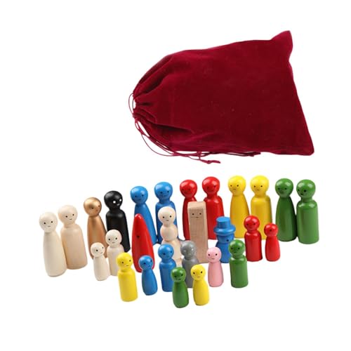 Harilla 28-teiliges Set aus Holzfiguren, Mini-Puppen, Puppenhaus-Accessoires für Kinder und Erwachsene von Harilla